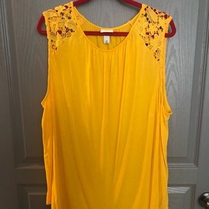 Golden Yellow Ava & Viv 2X Tank with Lace Detail